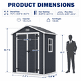 thumbnail image 4 of Shed and Outdoor Storage, 6x4ft Waterproof Resin Shed Lockable, Patio Garden Backyard Storage with Floor & Window & Vents, Sloped Roof Design, 4 of 9