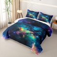 thumbnail image 3 of Manfei Sparkling Multicolor Galaxy Print Quilt King,Dreamy Interstellar King Coverlet Set,Black Reversible,3 Pieces,1 Bedspread and 2 Pillowcases, 3 of 7