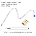 thumbnail image 2 of Uxcell A Type Flexible Flat Cable and Flip Up to Mount Extend Adapter Kit, 8 Pin 0.02" Pitch 7.9" FFC for Laptop, 2 of 6