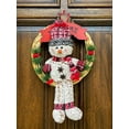thumbnail image 4 of Christmas Wreath Welcome Snowman Sign Plush Winter Holiday Decor Front Door Wall Hanging Indoor Outdoor 18" x 12" (With Short Hat), 4 of 8