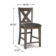 thumbnail image 5 of Benjara BM328242 Caity Counter Height Chair - Gray Acacia Wood - X Shaped Back - Set of 2, 5 of 5