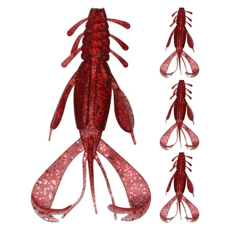 Manyache 4Pcs 10CM/10G Soft Crayfish Lure with Sequins Realistic PVC Bionic Artificial Shrimp Bait Freshwater Saltwater Bass Trout Fishing Accessories