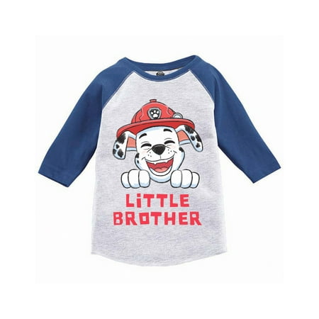 

Paw Patrol Shirt for Brothers - Little Brother Raglan Long Sleeve Tee with Marshall 3T 4T 5T Age 3 4 5 Years Old Toddler Boys
