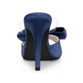 thumbnail image 2 of BLISSFUL STEP Women's Clear Strap Bow Stiletto Heels Mules Slide Sandals Navy Blue (Size 9), 2 of 7
