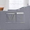 thumbnail image 5 of MIKIBAMA Blue Full Size Gingham Upholstered Daybed with Pull‑Out Trundle, Solid Wood Frame, Side Storage Pockets, Sofa Bed for Guest Bedroom, 5 of 9
