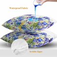 thumbnail image 4 of Throw Pillow Covers 20x20 Inch Set of 2, Blue Spring Floral Waterproof Outdoor Pillow Covers, Watercolor Flowers Summer Botanical Decorative Cushion Pillowcases for Couch, Sofa, Bed, Garden, Patio, 4 of 9