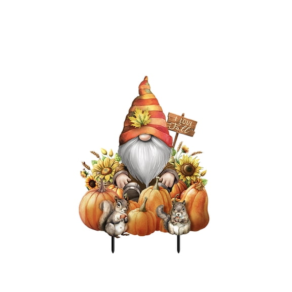 Briarwood Lane Fall Metal Art 26x15 Gnome and Pumpkins For Fall Metal Art