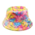 thumbnail image 2 of sunsanly Winter Bucket Hat Unisex Contrast Color Thick Plush Flat Top Heat Retention Foldable Streetwear Outdoor Fisherman Hat Traveling Shopping Headwear, 2 of 8