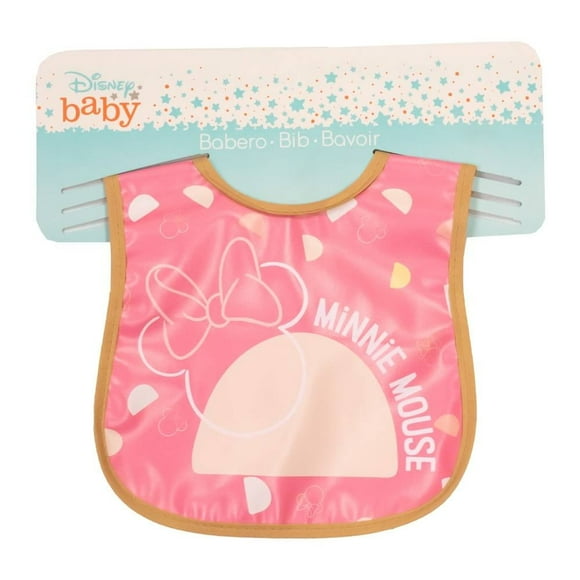 Babero Disney de Vinilo Ajustable con Diseño de Minnie Mouse Rosa