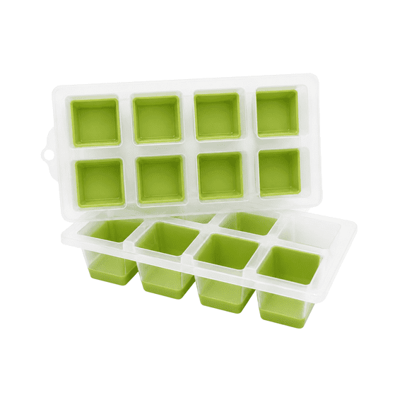 2 Pack Green Jumbo Ice Cube Trays 2 Inch Large Cubes for Whiskey Cocktails Iced Coffee Slow Melting Easy Release BPA Free