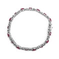 thumbnail image 3 of Haus of Brilliance .925 Sterling Silver Created Heart cut Womens Box Clasp Red Ruby and White Diamond Accent Link Bracelet (I-J Color, I3 Clarity)- 7.25" Inches, 3 of 6
