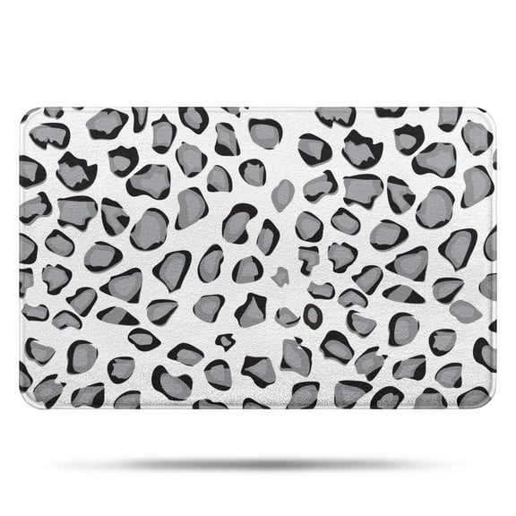 White and Gray Of Leopard Print Bathroom Rugs Mat,Non Slip Microfiber Bathroom Rug,Rubber Backing,Soft Bathroom Mats for Bathroom Floor,Tub and Shower,17x27in(43x68cm)