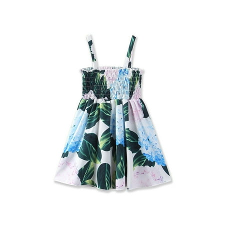 

Kids Girl Casual Dress Floral Print Short Sleeve/Sling Loose Dresses