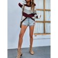 thumbnail image 3 of Tralilbee Chandails à Manches Longues pour Femmes, Col Rond, Coutures, Couleurs, Tricotés, 3 of 6