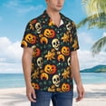 thumbnail image 3 of Bingfone Men's Short Sleeve Button Down Shirts Hawaiian Halloween Skull Printed Beach Shirt, 3 of 7