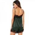 thumbnail image 4 of Spaghetti Strap Lace Satin Cami Top and Shorts Pajama Set Womens Sleepwear Pajama Set, 4 of 5