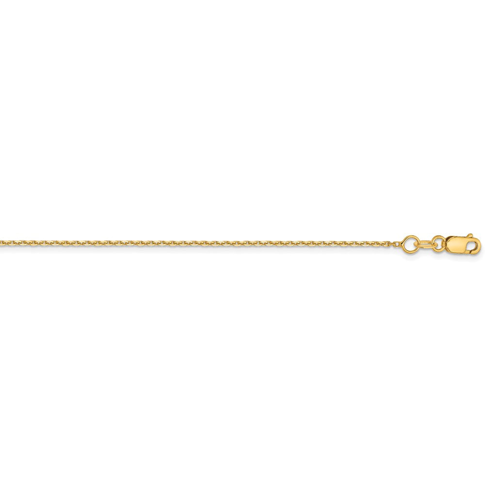 Solid 14k Yellow Gold .8mm Diamond-Cut Cable Chain Necklace with Secure Lobster Lock Clasp 