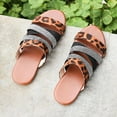 thumbnail image 2 of KBODIU Womens Sandals Mothers Day Gifts Beach Comfortable Walking Hollow Round-toe Strappy Slippers Flat Sandals for Women Dressy Summer Brown 41, 2 of 7