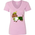 thumbnail image 3 of Inktastic Cute Brown Dachshund in Traditional German Wear Women's V-Neck T-Shirt, 3 of 5