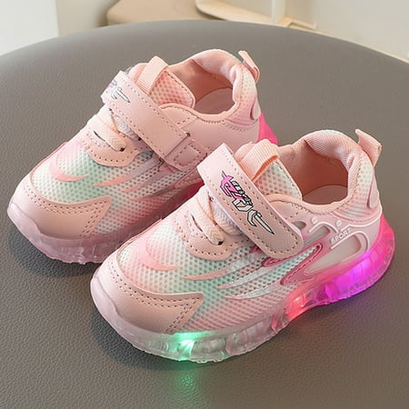 

B91xZ Boys Girls Sneakers Up Shoes Light Up Sports Shoes Casual Shoes Breathable Baby Children Shoes (Pink 11 Little Child)