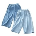 thumbnail image 3 of Hurxie 2 Pack Girls Jeans Pants Wide Leg Denim Pant Ripped High Waist Elastic Band Casual with Pockets Kids Blue,4-5 Years, 3 of 6
