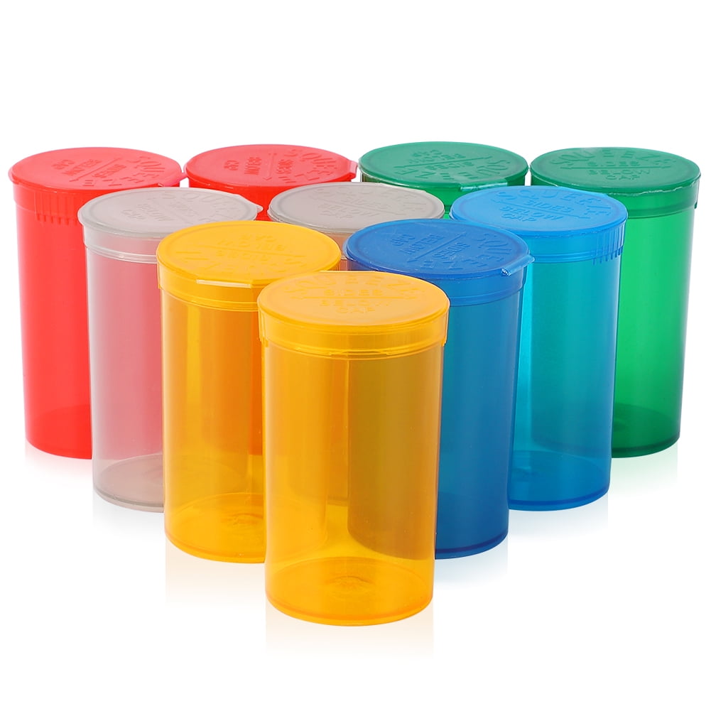 Tzou Pill Empty Bottles with Caps 19dr Pop Top Pill Container for Pocket or Purse 10pcs Mini