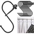 thumbnail image 1 of 8 Piece S Hooks 3.5 Inch Metal Safety Buckle Shaped Kitchen Bathroom Closet Black, 1 of 6