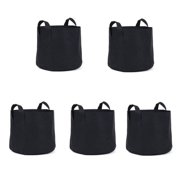 Paquete de 5 bolsas de cultivo de jardín de 3 galones para verduras – Macetas y maceteros de tela de fieltro de polipropileno no tejido negro de 300 GSM con asas