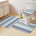 thumbnail image 2 of Boho Blue Aqua Bath Mat 3 Piece Bathroom Rug Set, Geometric Stripes Tribal Bohemia Retro Non Slip Bath Rug Contour Mat and Toilet Lid Cover, Absorbent Shower Mats Soft Bath Rugs and Mats Sets, 2 of 8