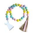 thumbnail image 1 of Guirnalda de cuentas de madera de Pascua con borlas, hilo de cuentas de madera estilo bohemio, 1 of 7