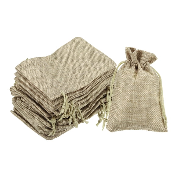25Pcs Burlap Gift Bags with Drawstring 4" x 5.5" Linen Sacks Jewelry Gift Pouches Natural
