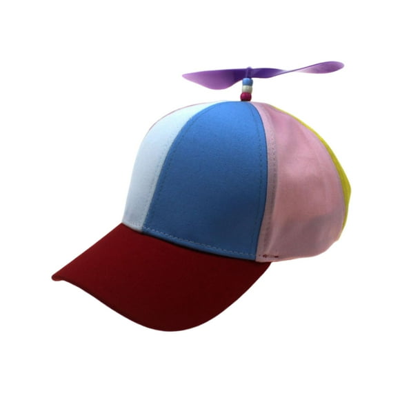 Rainbow Top Hat Baseball Cap,Unisex Helicopter Dragonfly Sun Hat,Outdoor Fancy Dress Costume Headwear Adjustable,Helicopter Cap Red Brim