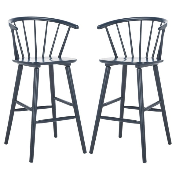 SAFAVIEH Blanchard Round Mid Back Bar Stool, Navy