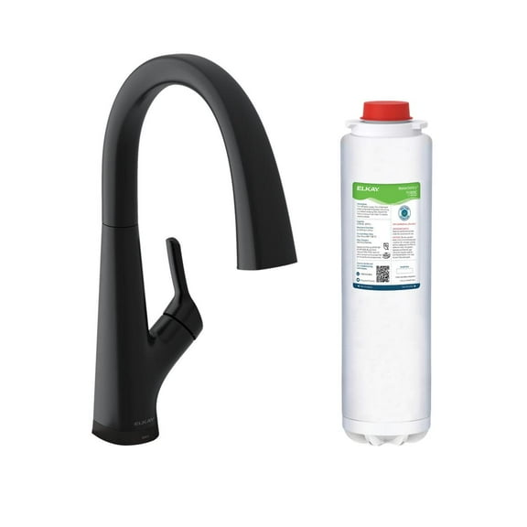 Elkay Lkav7051f Single Hole 2-In-1 Kitchen Faucet - Black