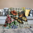 thumbnail image 2 of WYYP Durable and Long-lasting Flannel Bed Blanket Vintage Butterfly Floral Cozy Soft White, 2 of 6