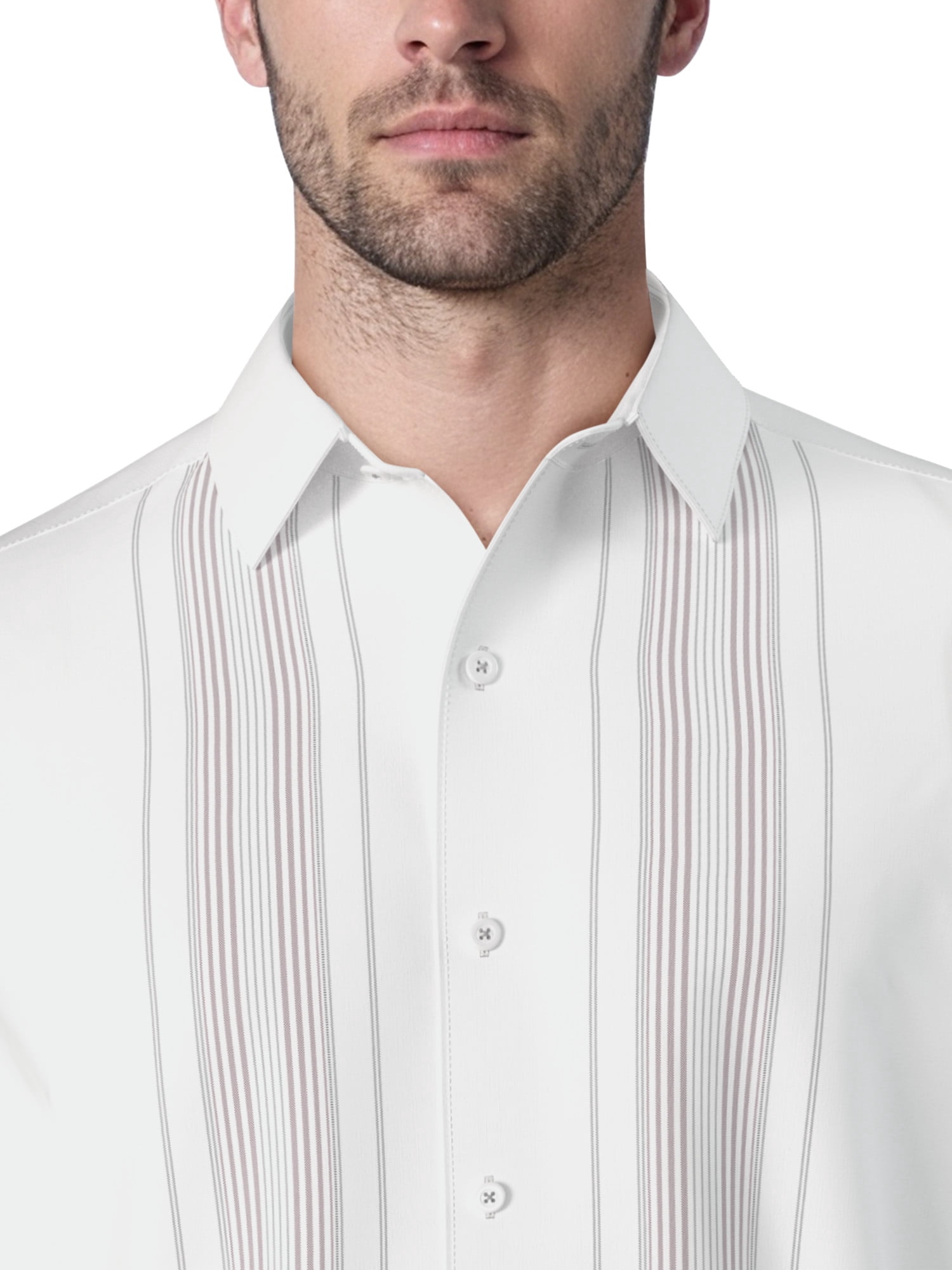 Cafe Luna Men's and Big Men's Yarn-Dyed Panel Shoort Sleeve Woven Shirt, Size S-4XL