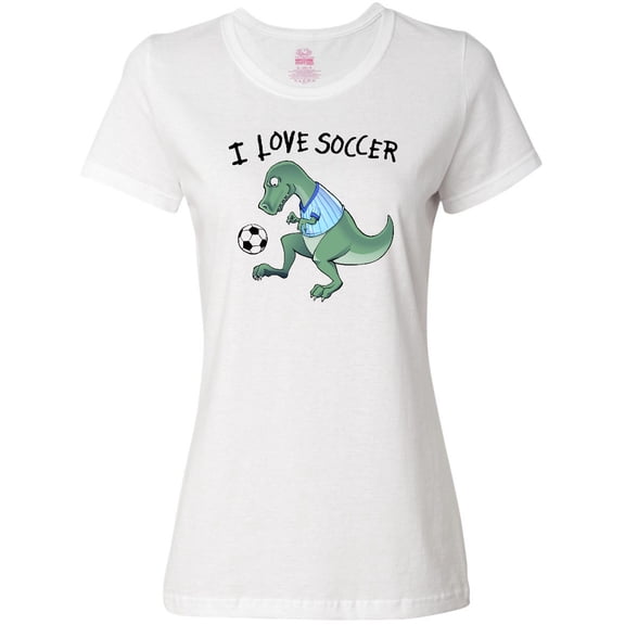 Inktastic I Love Soccer-Dinosaur in Blue Women's T-Shirt