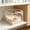 Clear, variant on MORVLIX Clear PVC Foldable Storage Basket with Reinforced Fabric Handles Sturdy Transparent Organizer Bin for Closet Shelf Bedroom Living Room Bathroom Household Sundry and Garment Arrangement Clear