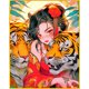 thumbnail image 5 of Hilo de bordar de algodón completo 11CT estampado de tigre y niña Wdftyju 50x60cm, 5 of 9