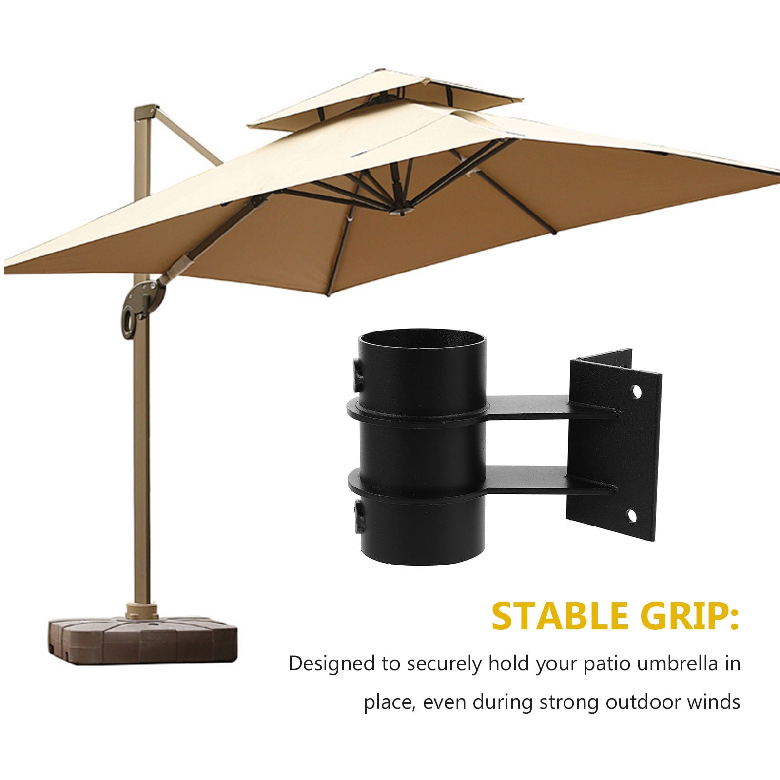 OUNONA 2-Pack Black Patio Umbrella Stand Brackets Weather Resistant for Garden Yard Deck Outdoor Use