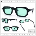 thumbnail image 2 of Vintage Vibe Narrow Rectangle Hipster Hustler Fashion Sunglasses Matte Black - Green, 2 of 8