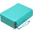 thumbnail image 1 of Organizador de lápices de colores con 200 ranuras, estuche de lápices de cuero Pu de lujo con asa de extracción, caja de lápices grande para lápices de colores (verde) Feliz Sencillez, 1 of 5