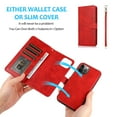 thumbnail image 5 of For iPhone 13 Mini(5.4) Removable Magnetic PU Leather Detachable Wallet Card Slot Holder Protective Case Wrist Hand Strap 2 in 1 Design Flip Folio Case Cover, 5 of 5