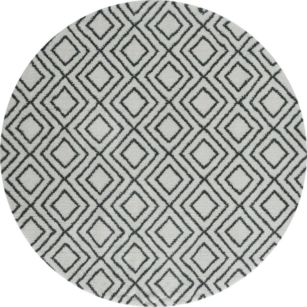 94" x 94" x 1.2" White Microfiber Polyester Round Rug