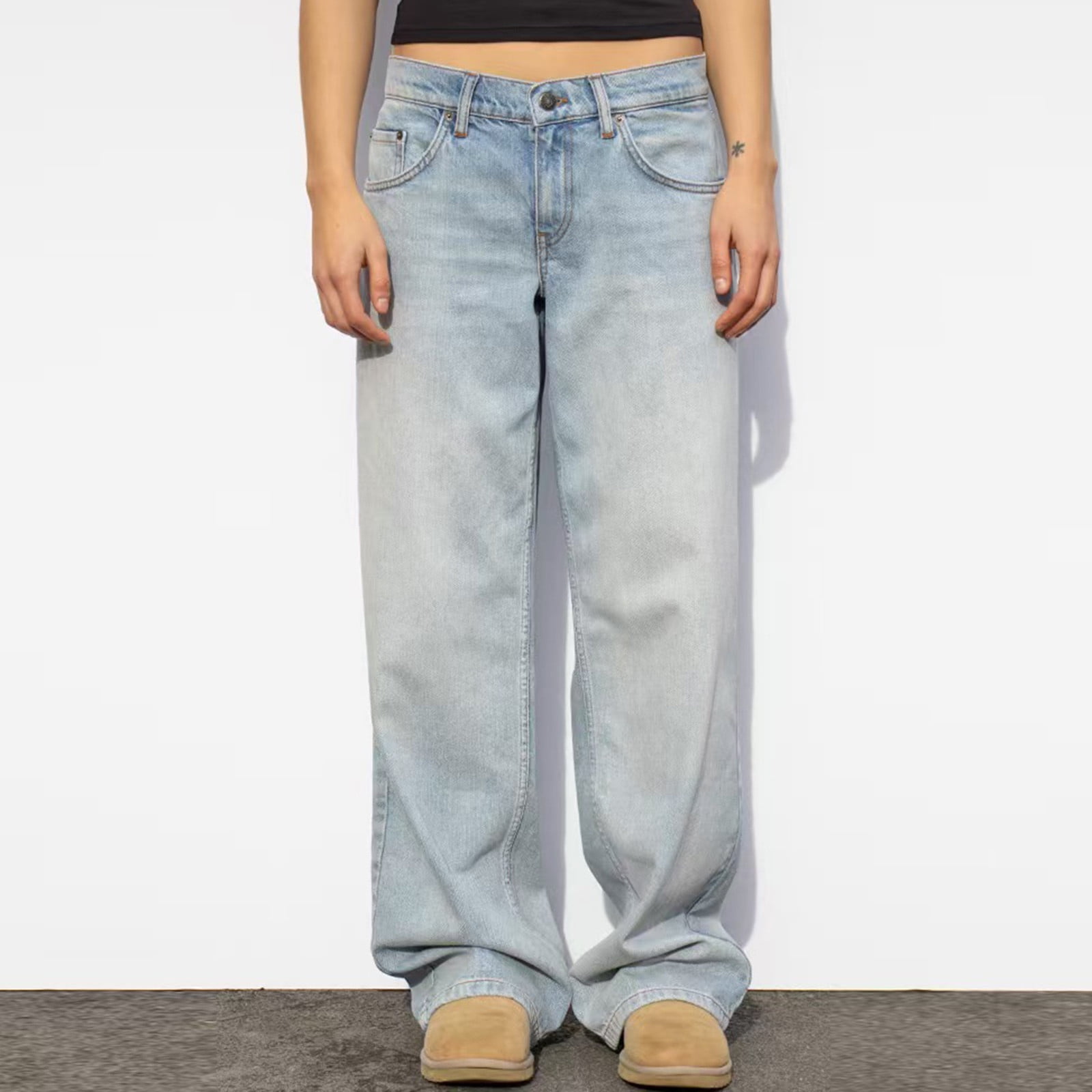 Baggy Jean Boyfriend Taille Basse Femme VKOYWKM Jeans Baggy Pour Femmes  Taille Basse Pantalon En Denim