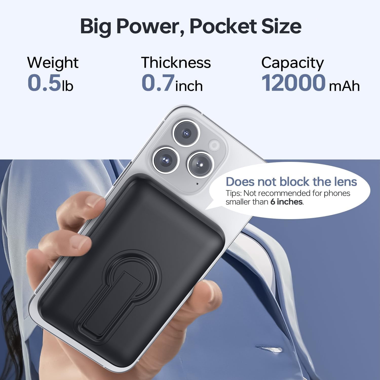 Magnetic Wireless Portable Charger, 12000mAh Power Bank, Fast Charging Battery Pack Compatible for iPhone 17/16/15/14/13, Blue