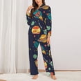 thumbnail image 2 of Fuzoiu Space Print Women's Long-Sleeved Pajama,Lounge Button Down Nightwear,Womens Notch Collar Pajama Set-X-Large, 2 of 7