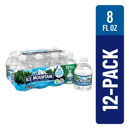 ICE MOUNTAIN Brand 100% Natural Spring Water  8-ounce mini plastic bottles (Pack of 12)