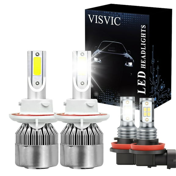 Fit for Nissan SENTRA (2004-2012) LED Headlights Bulbs, H13 High/Low Beam   H11 LED Fog Light Bulbs, LED Headlightsbulbs, 6500K Cool White IP68 Fast Installation, Pack of 4