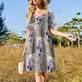thumbnail image 3 of Iris Painting Sleeveless Dress dresses for woman beach dress Woman's evening dress, 3 of 7